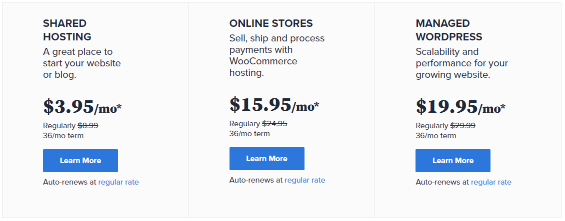 Bluehost pricing and plan
