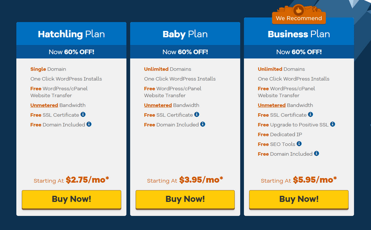 Host Gator pricing and plan