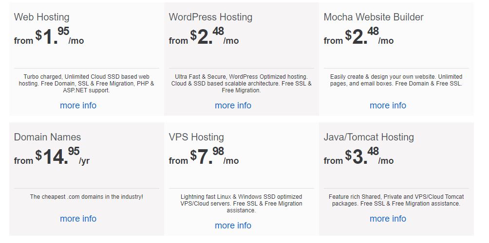 Mocha Host pricing plan