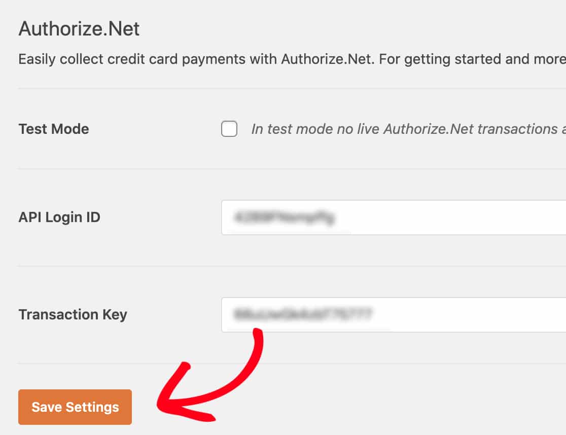 Save completed Authorize-Net-settings