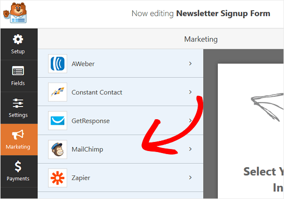 connect signup form with mailchimp