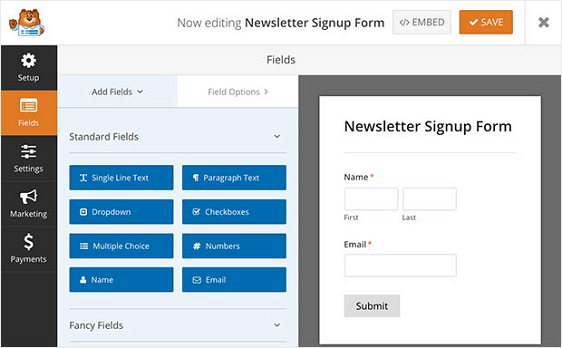 signup form in wpforms